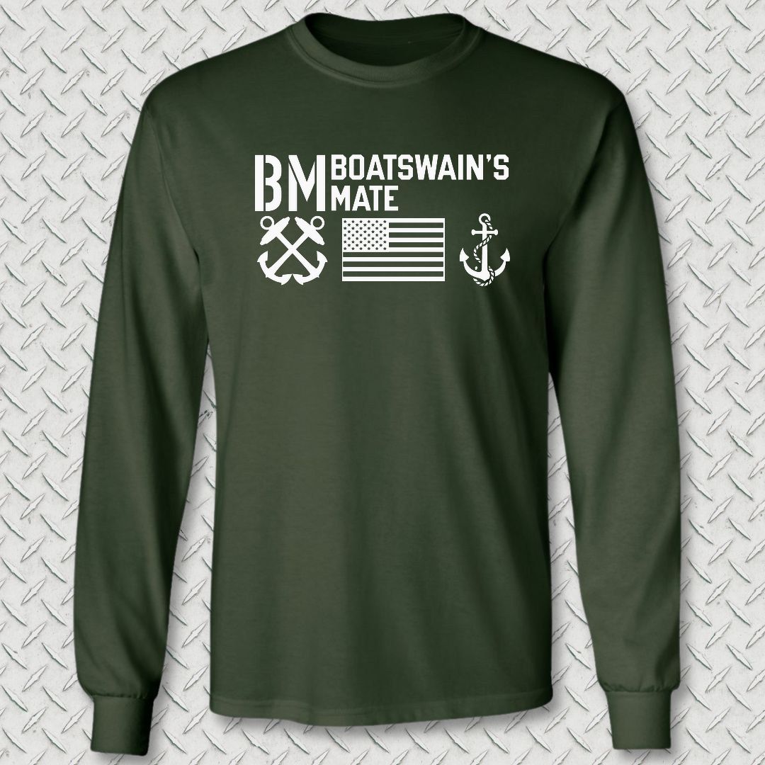 BM - Flag & Anchor Long Sleeve Tee - Forest Green