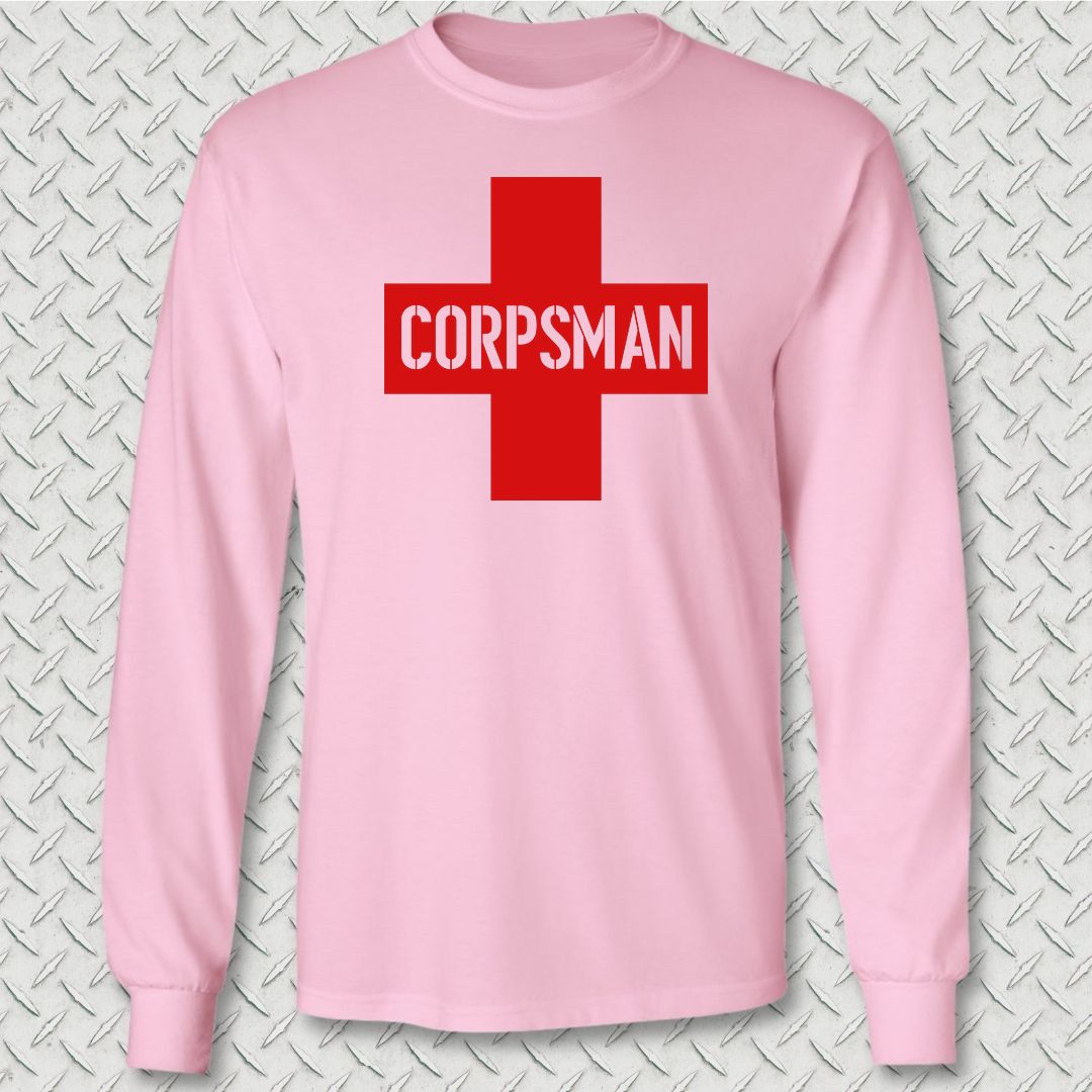 Corpsman Cross Long Sleeve Tee - Pink