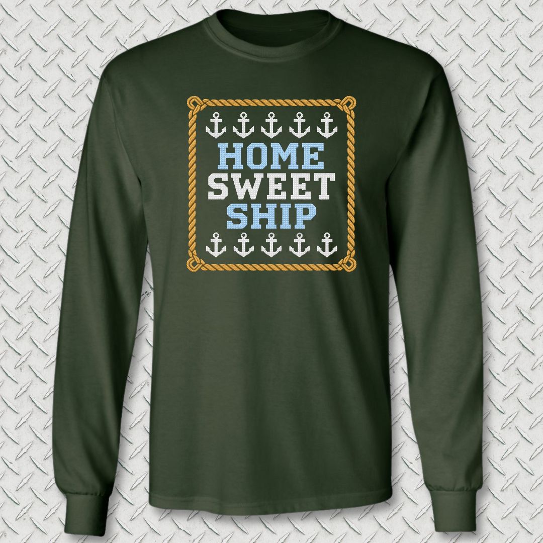 Home Sweet Ship Long Sleeve Tee - Forest Green
