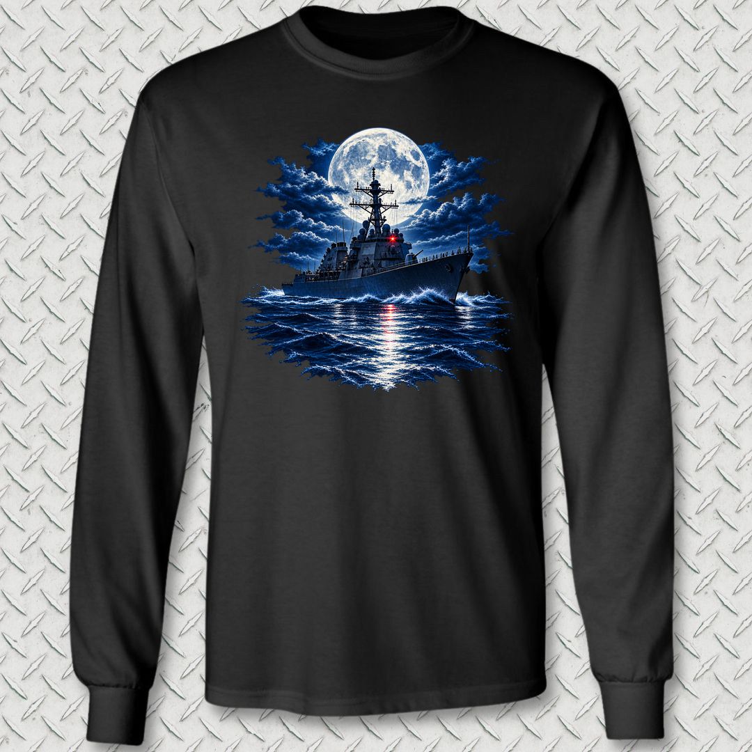 Moonlit Cruise Long Sleeve Tee - Black