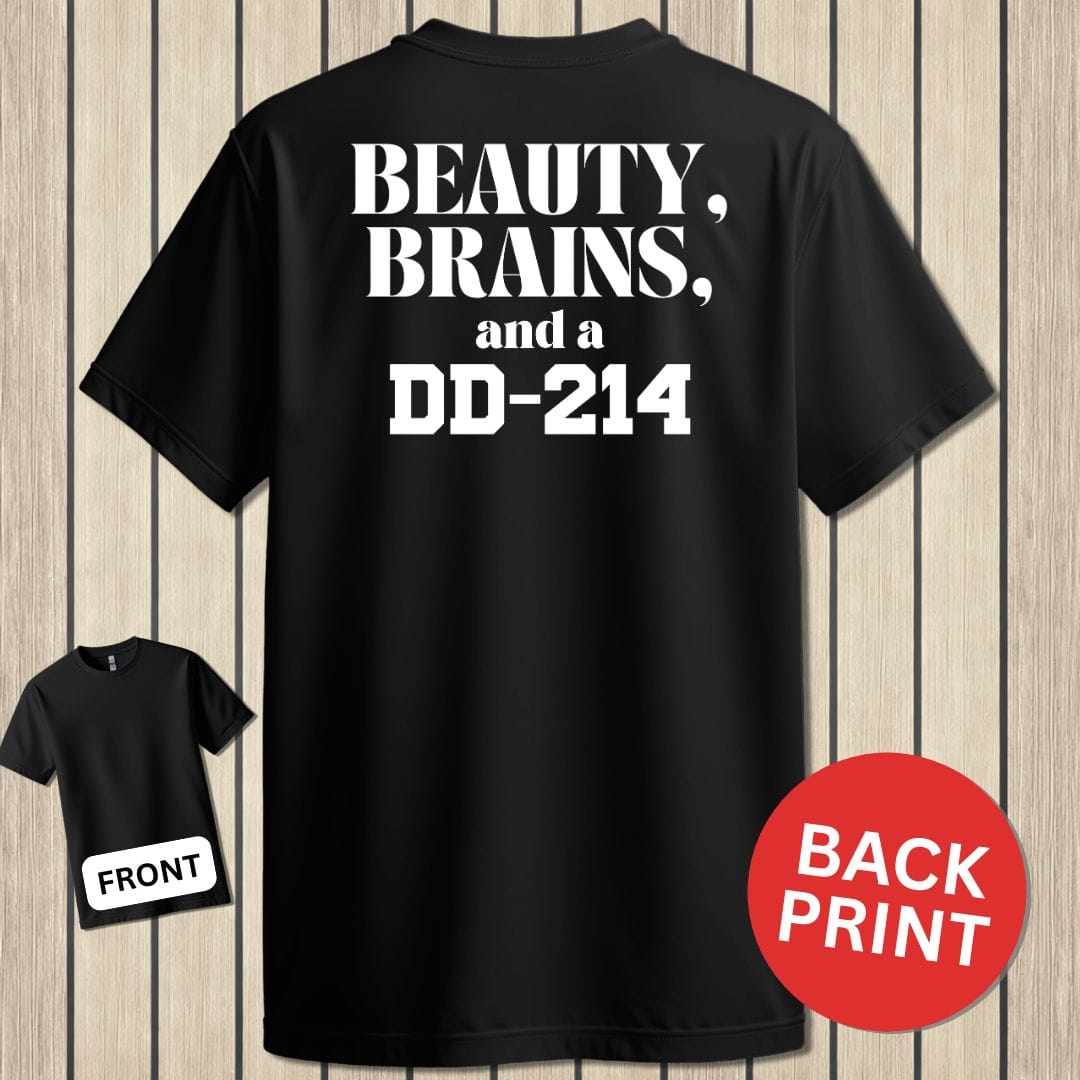 NavyHumor Classic Cotton T-shirt Black / S Beauty, Brains and a DD-214