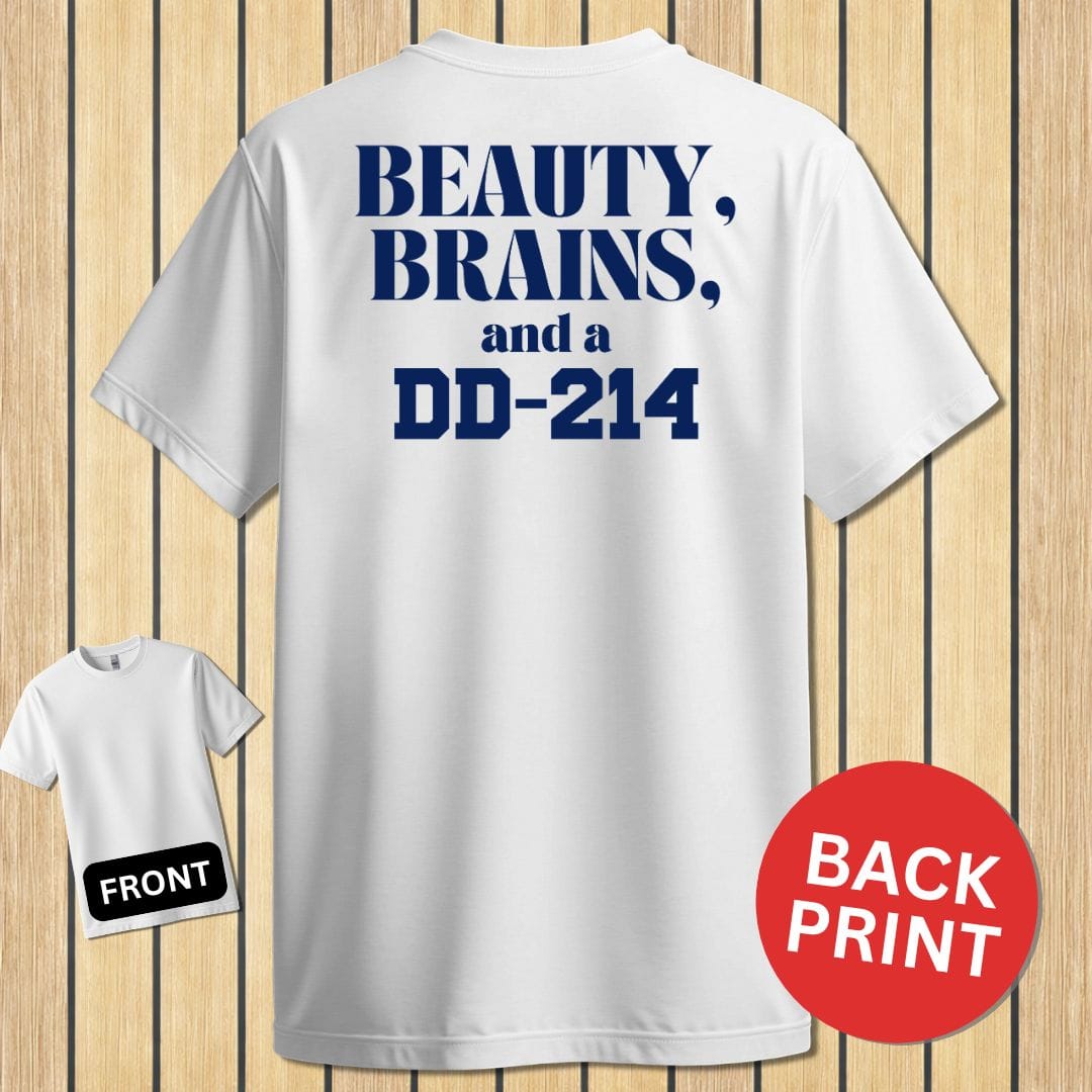 NavyHumor Classic Cotton T-shirt White / S Beauty, Brains and a DD-214