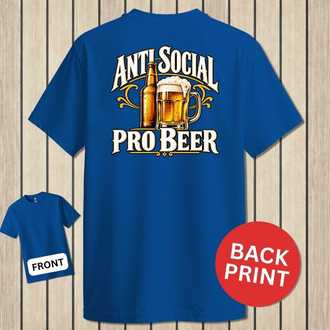 NavyHumor Classic Tee Royal Blue / S Anti Social, Pro Beer