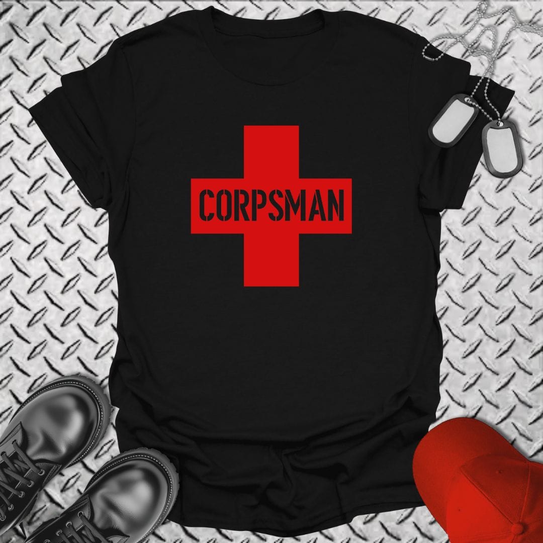 NavyHumor Everyday Tee Black / S Corpsman Cross