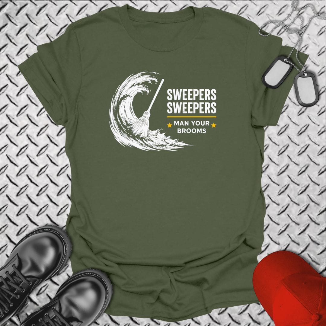 NavyHumor Everyday Tee Military Green / S Man Your Brooms