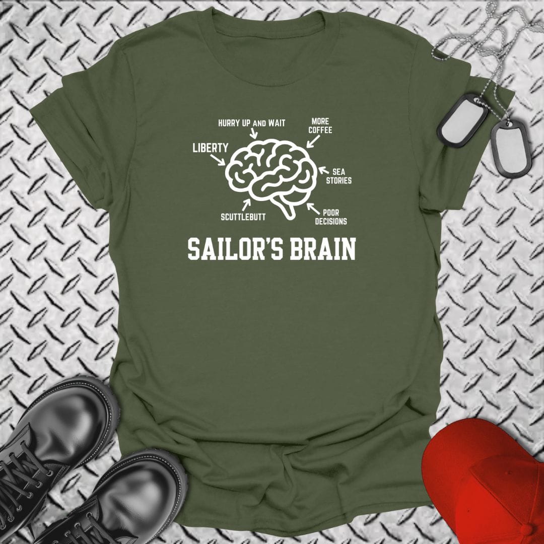 NavyHumor Everyday Tee Military Green / S Sailor's Brain