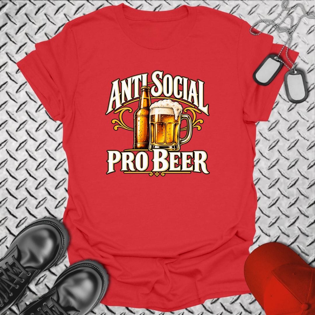 NavyHumor Everyday Tee S / Red Anti Social, Pro Beer