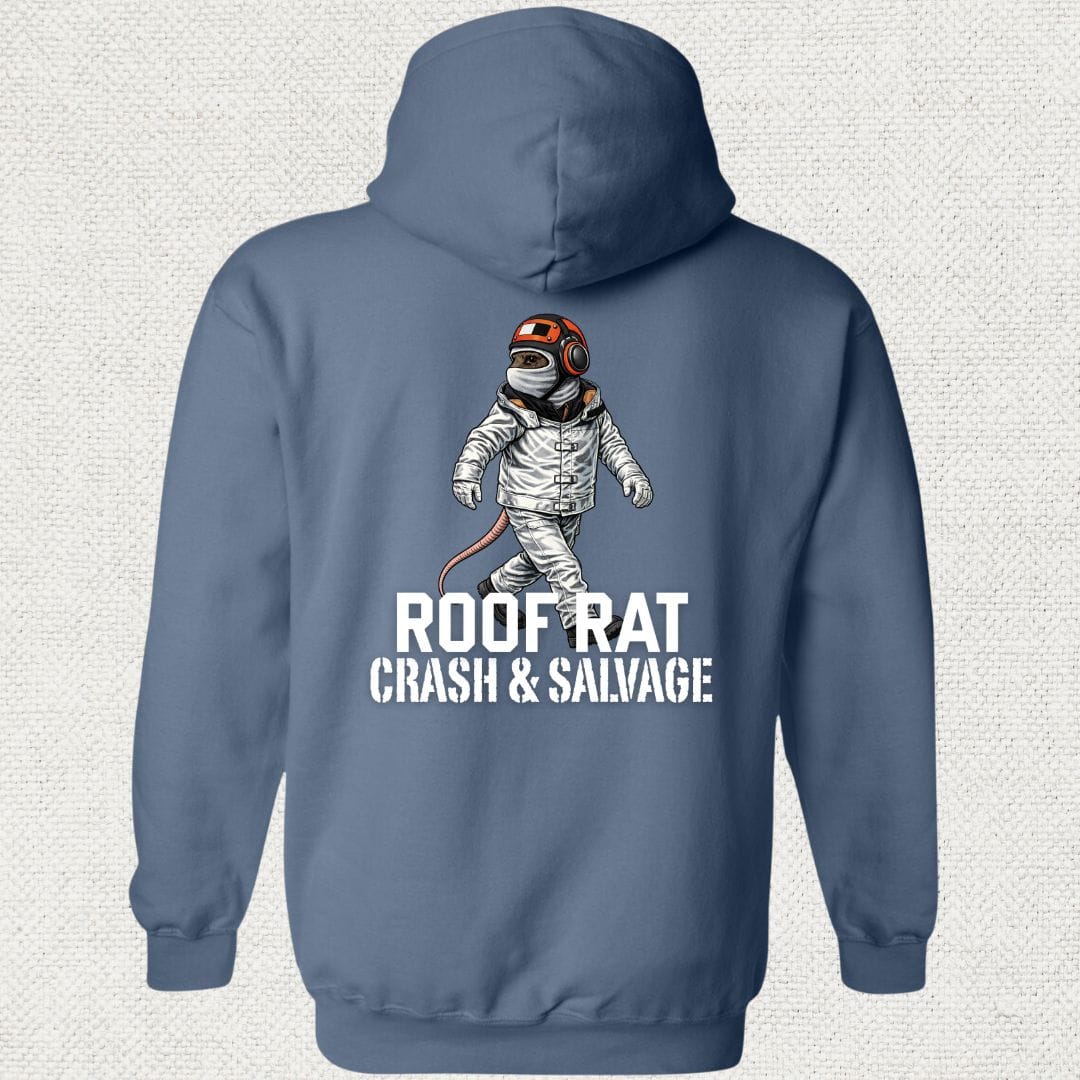 NavyHumor Hoodie Heather Navy / S Red Roof Rat - Crash & Salvage Hoodie