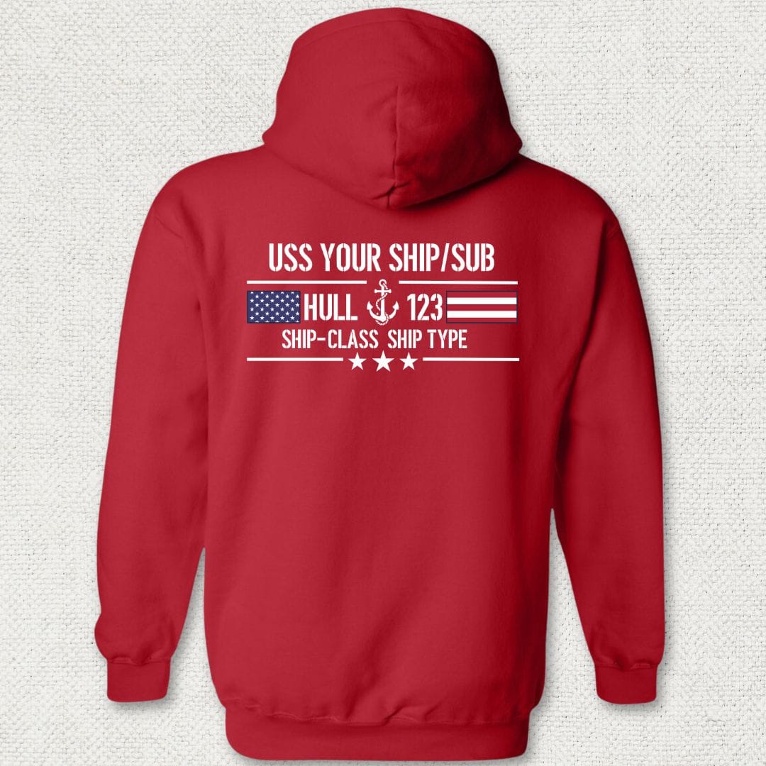 NavyHumor Hoodie Red / S Flag & Anchor - Add Your Command Hoodie