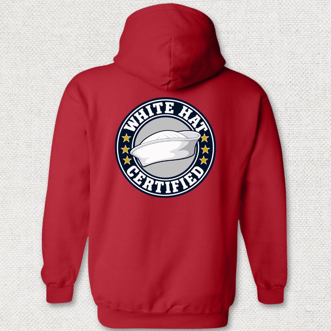 NavyHumor Hoodie Red / S White Hat Certified Hoodie