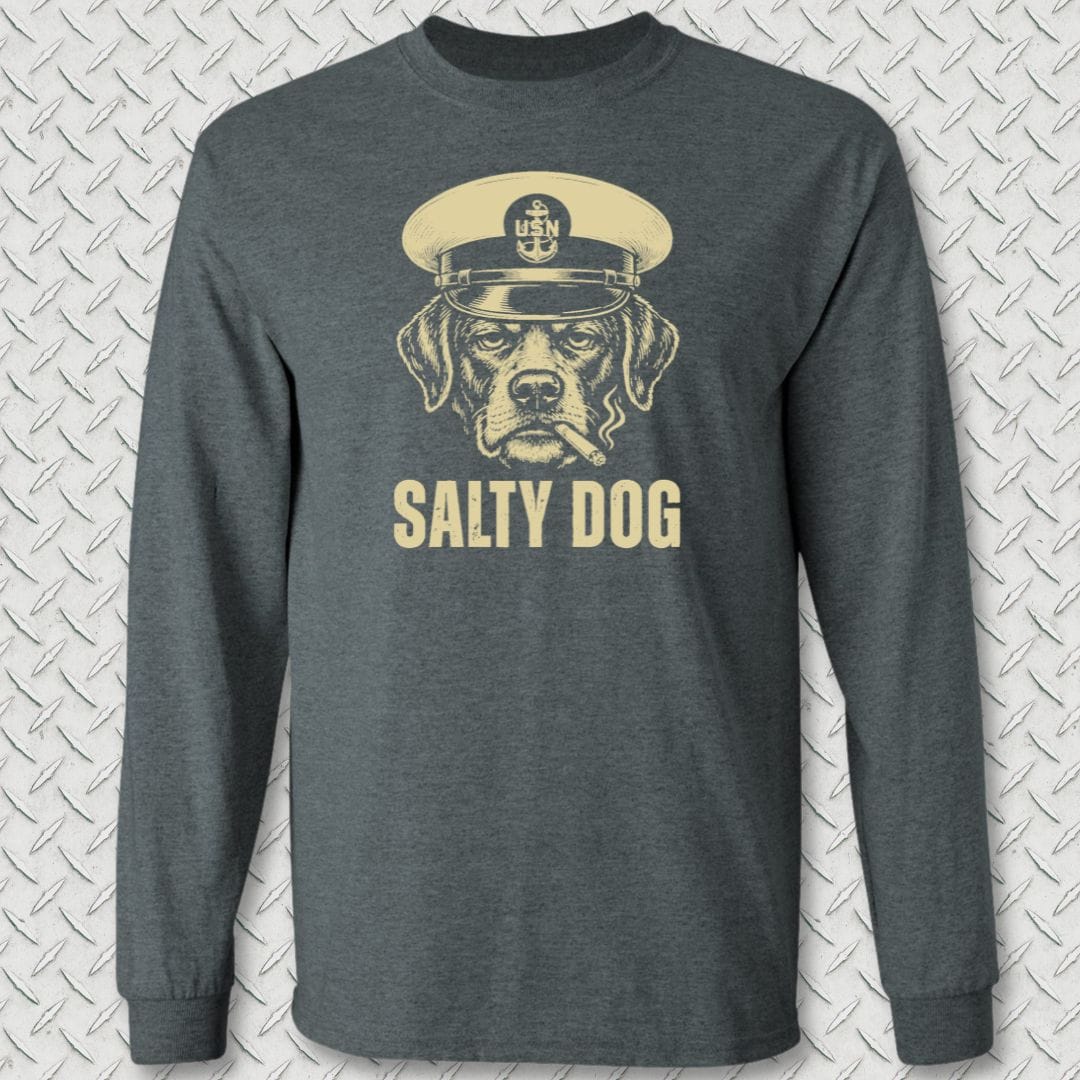 NavyHumor Long-sleeve Dark Heather / S Salty Dog Chief Sleeve Tee