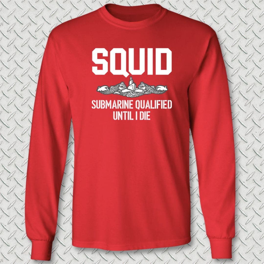NavyHumor Long-sleeve Red / S SQUID - Submarine Qualified Long Sleeve Tee