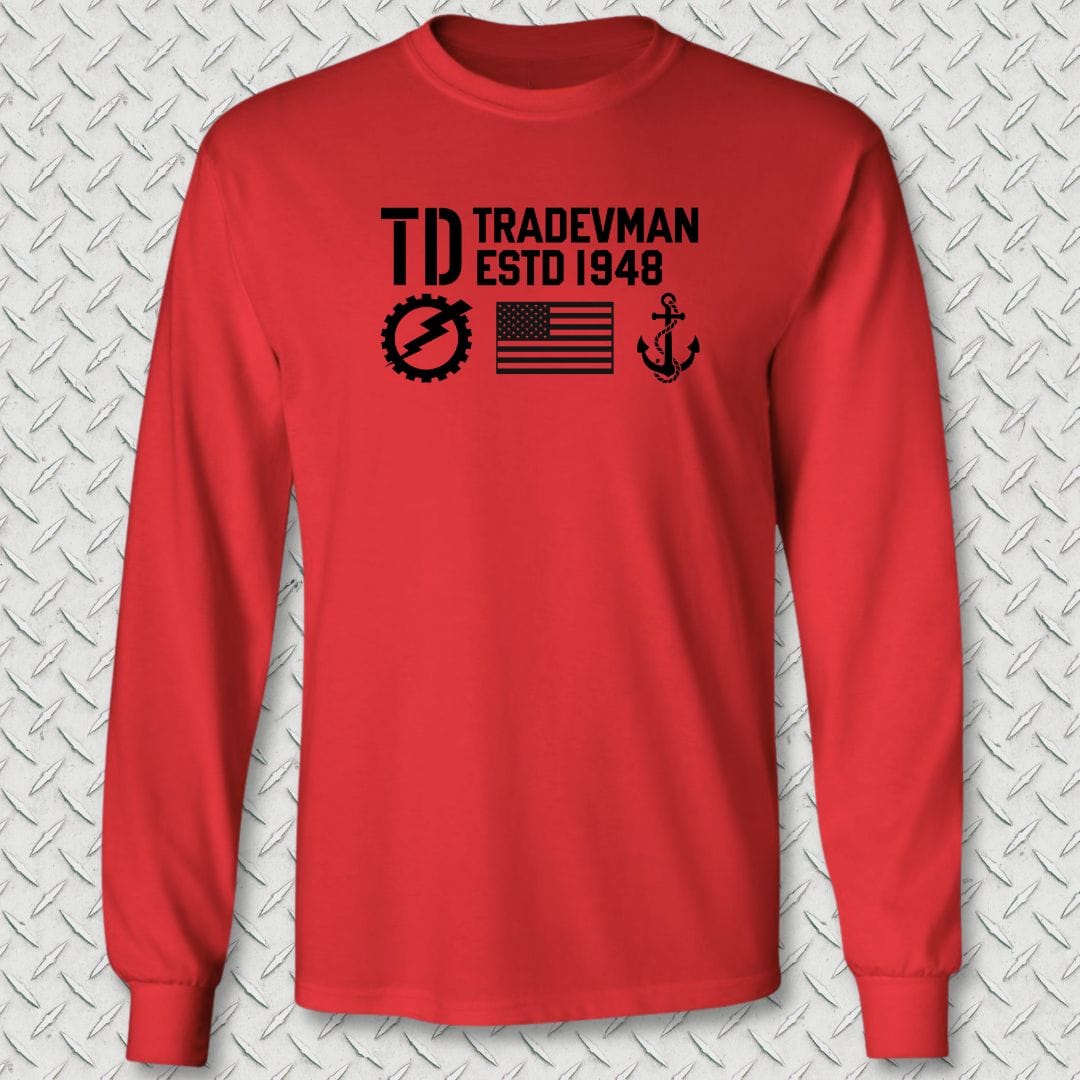 NavyHumor Long-sleeve Red / S TD - Flag & Anchor Long Sleeve Tee