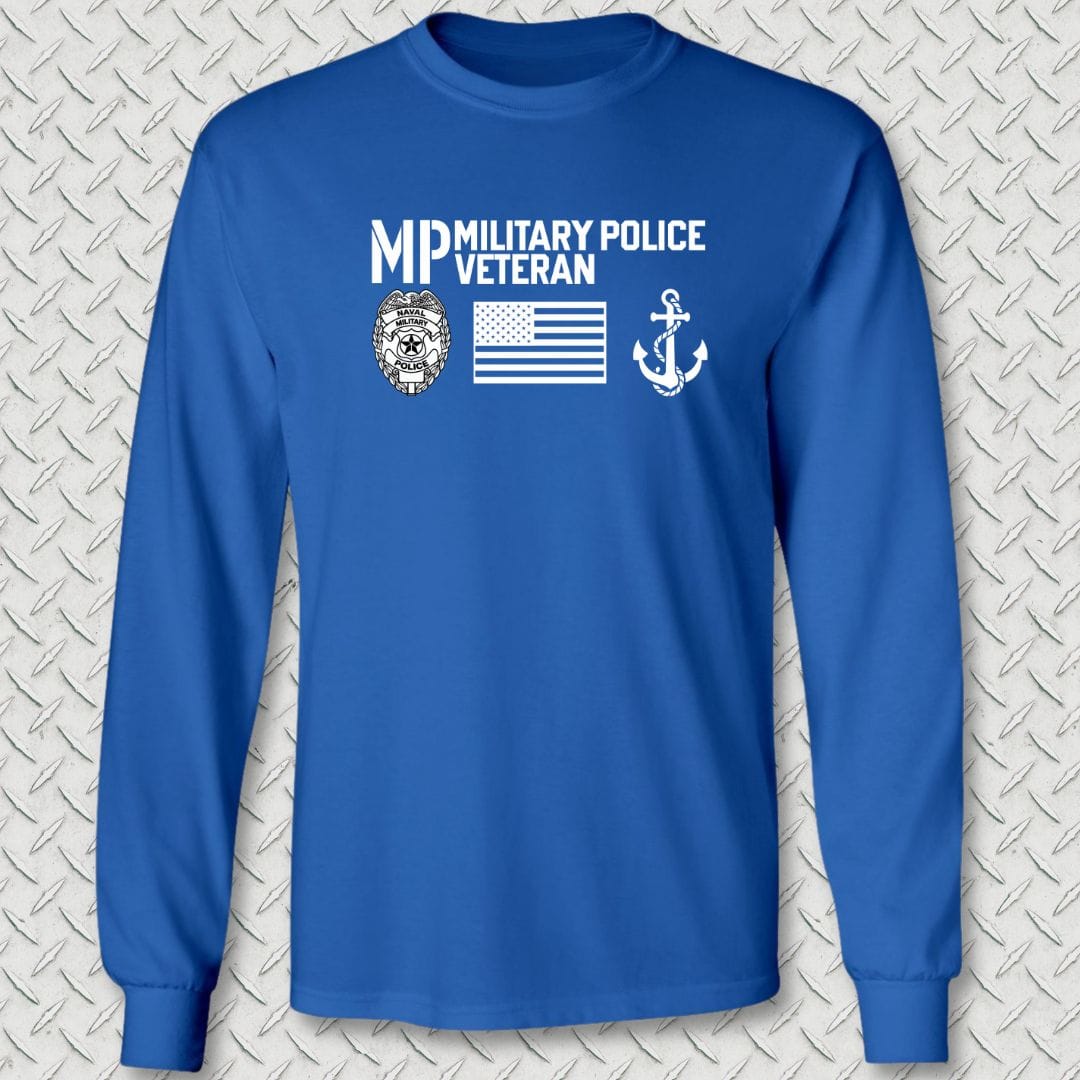 NavyHumor Long-sleeve Royal Blue / S Military Police Veteran - Flag & Anchor Long Sleeve Tee