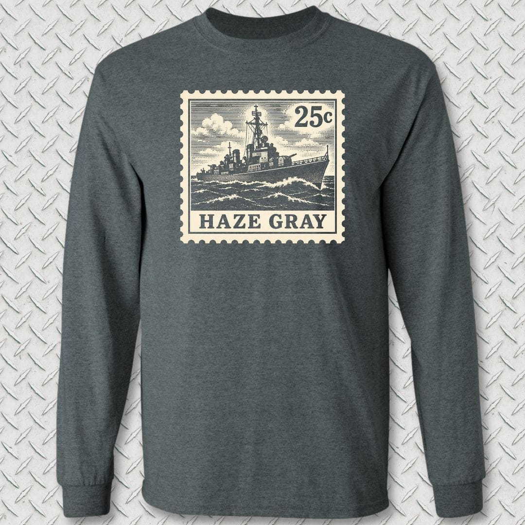 NavyHumor Long-sleeve S / Dark Heather Haze Gray Stamp Long Sleeve Tee