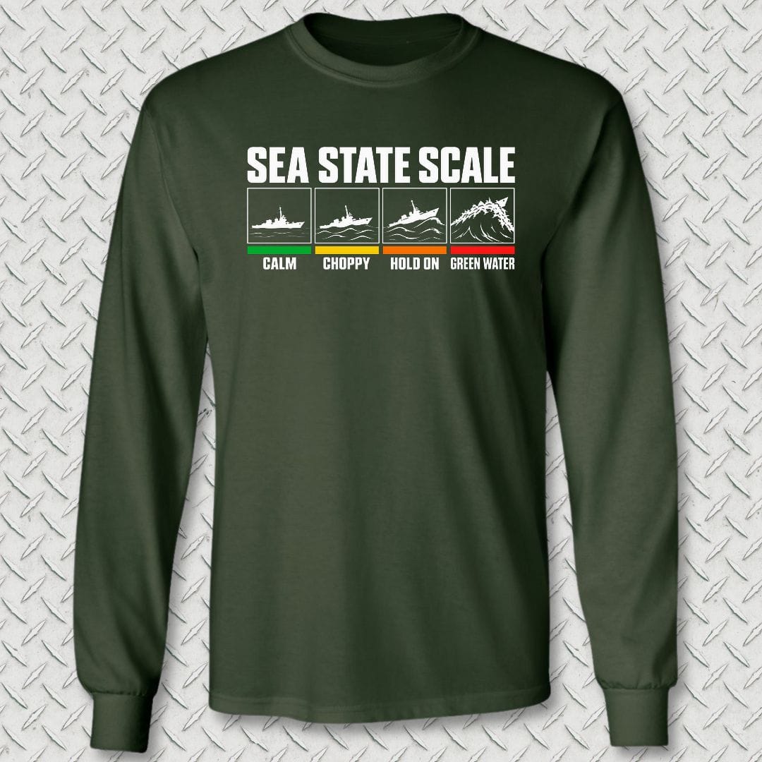 NavyHumor Long-sleeve S / Forest Green Sea State Scale Long Sleeve Tee