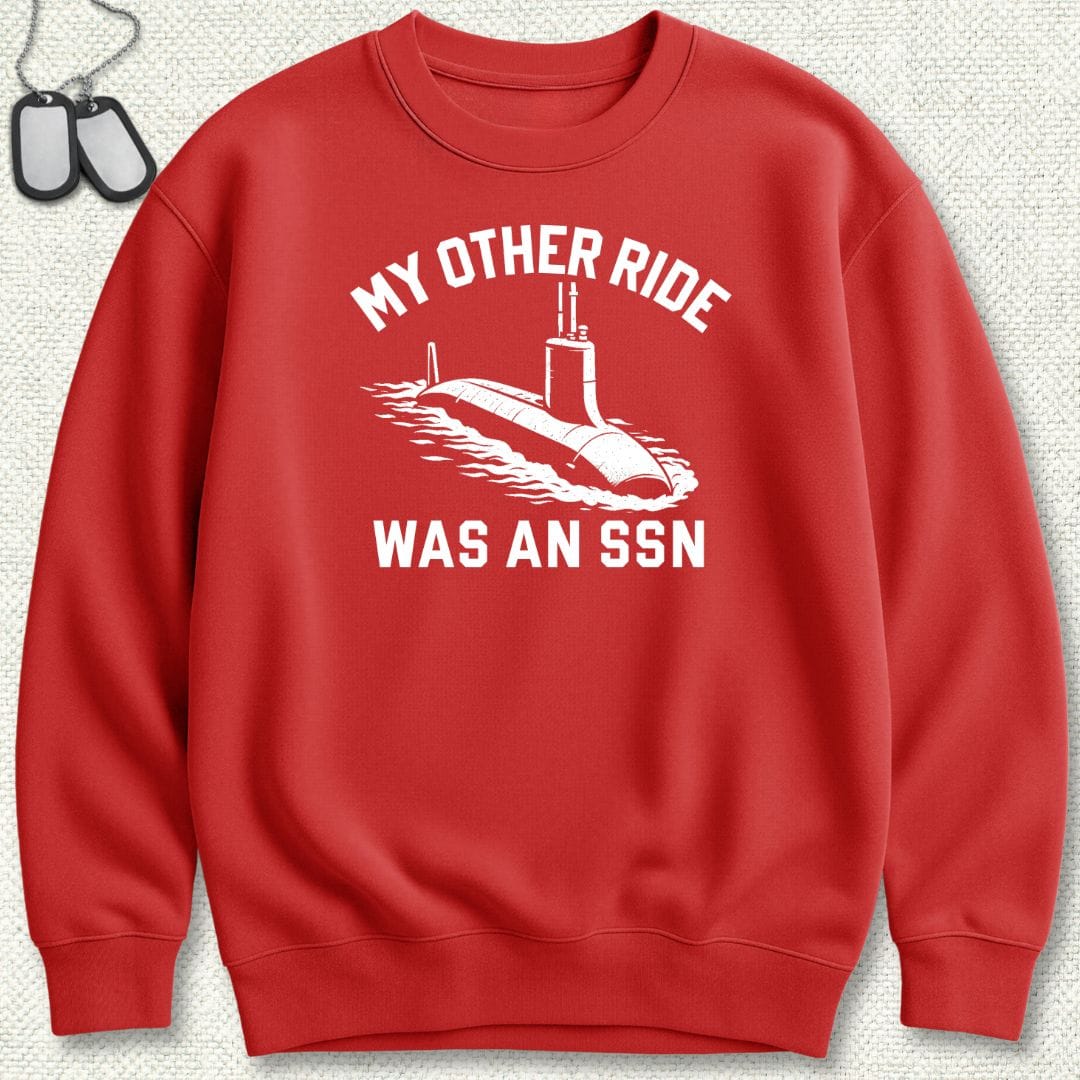 NavyHumor Sweatshirt Red / S My Other Ride Was An SSN Sweatshirt