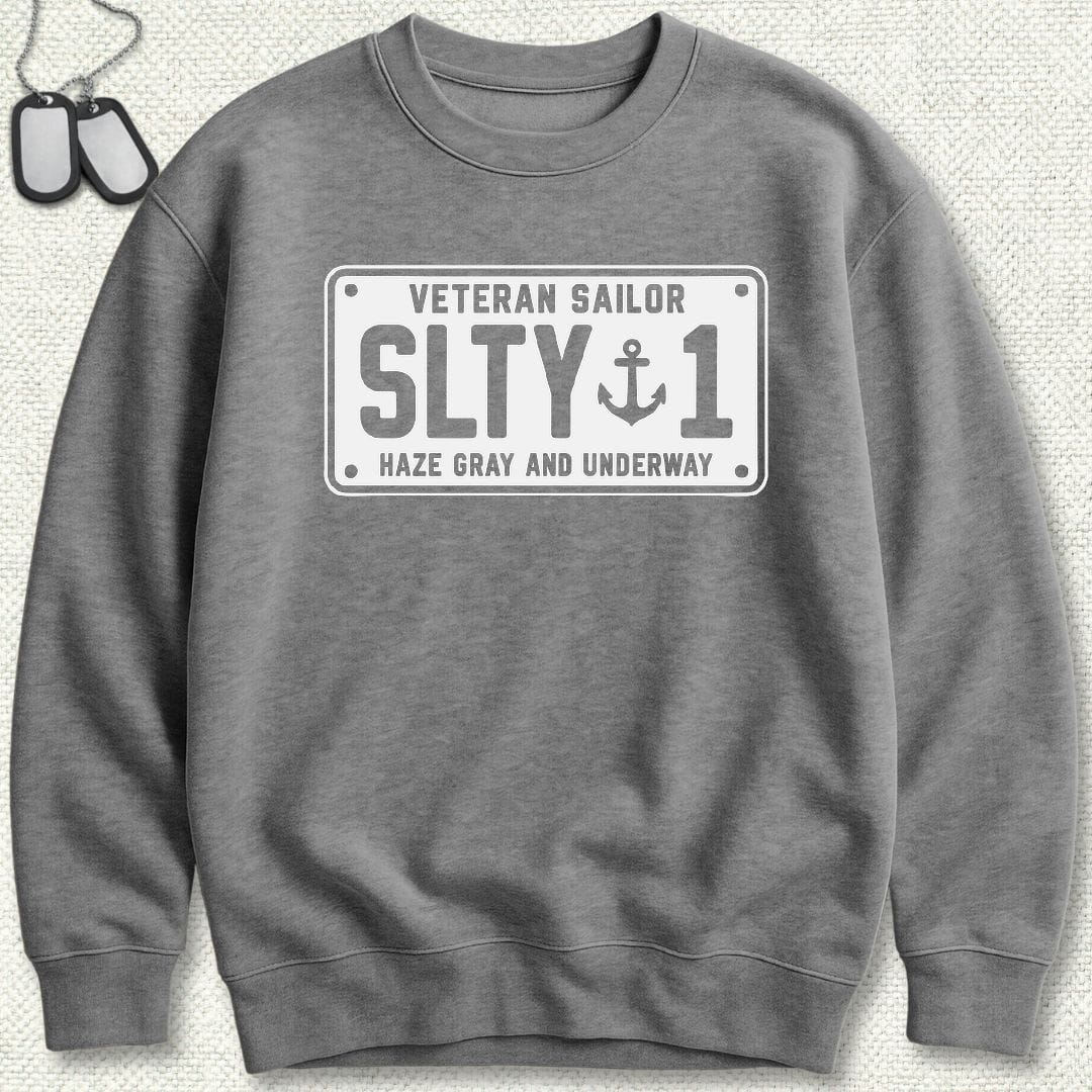 NavyHumor Sweatshirt S / Graphite Heather Veteran Sailor License Plate Sweatshirt