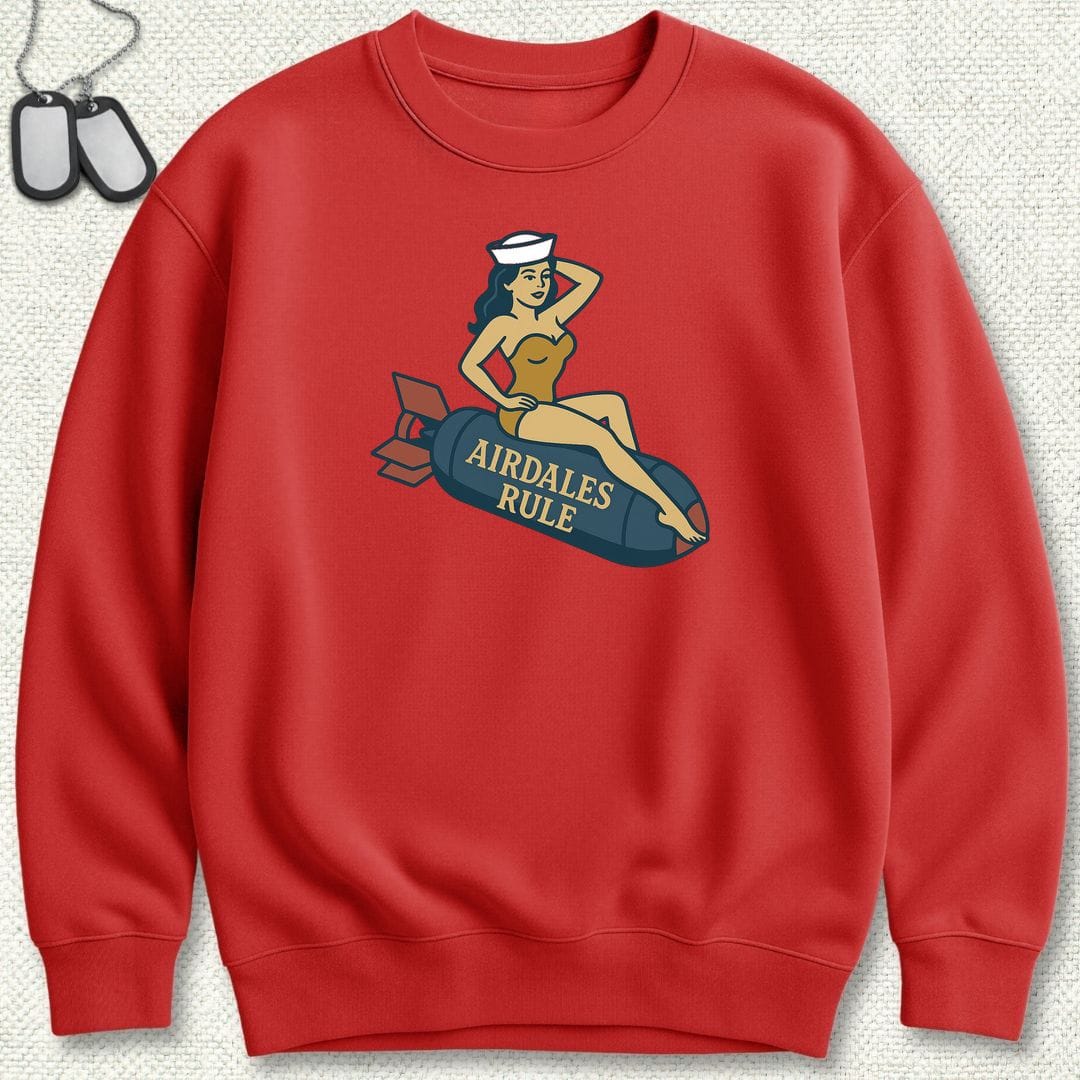 NavyHumor Sweatshirt S / Red Airdales Rule Tattoo Sweatshirt