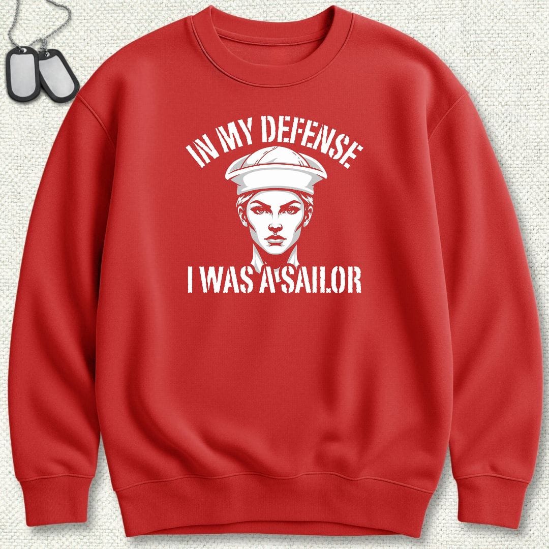 NavyHumor Sweatshirt S / Red In My Defense - Female Sweatshirt