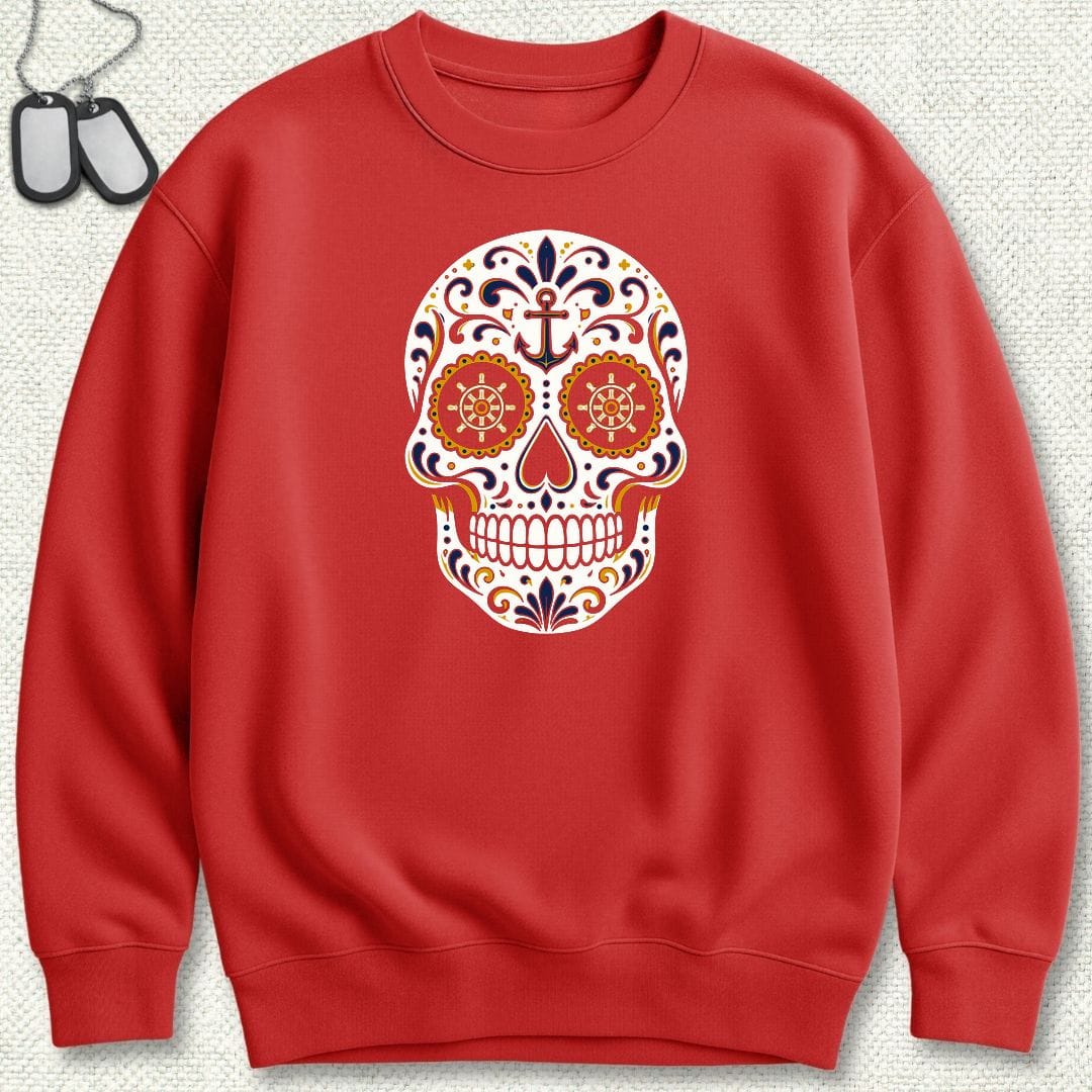 NavyHumor Sweatshirt S / Red Sailor Sugar Skull Sweatshirt