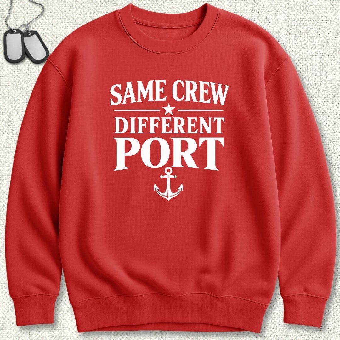 NavyHumor Sweatshirt S / Red Same Crew, Different Port Sweatshirt