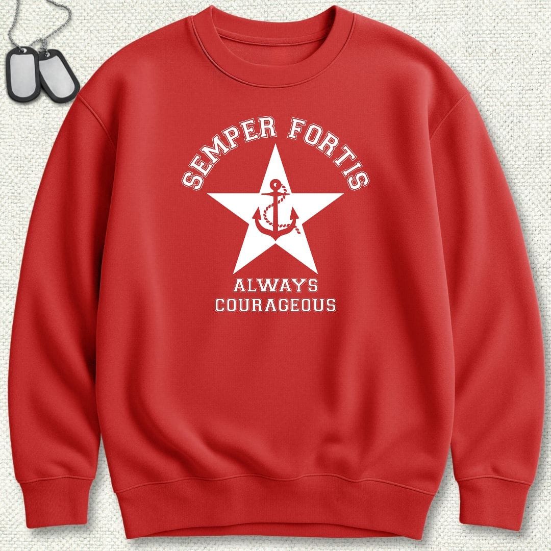 NavyHumor Sweatshirt S / Red Semper Fortis (Star & Anchor) Sweatshirt