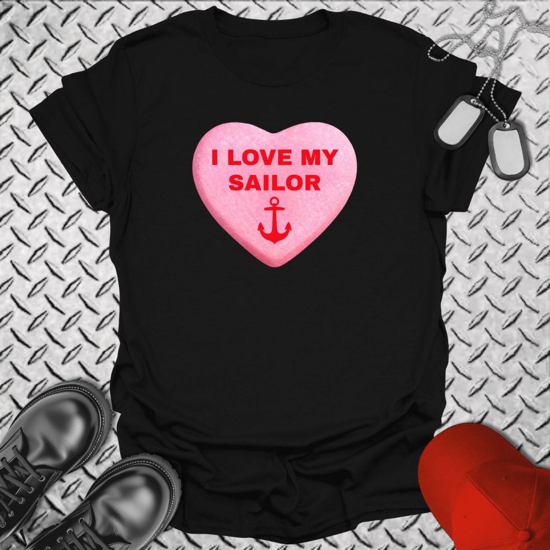 NavyHumor T-Shirt Black / S Love My Sailor Candy Heart