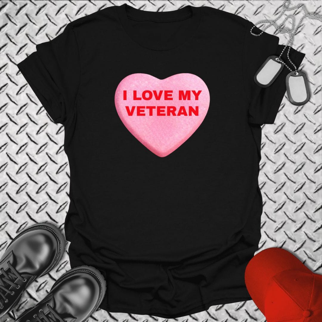 NavyHumor T-Shirt Black / S Love My Veteran Candy Heart