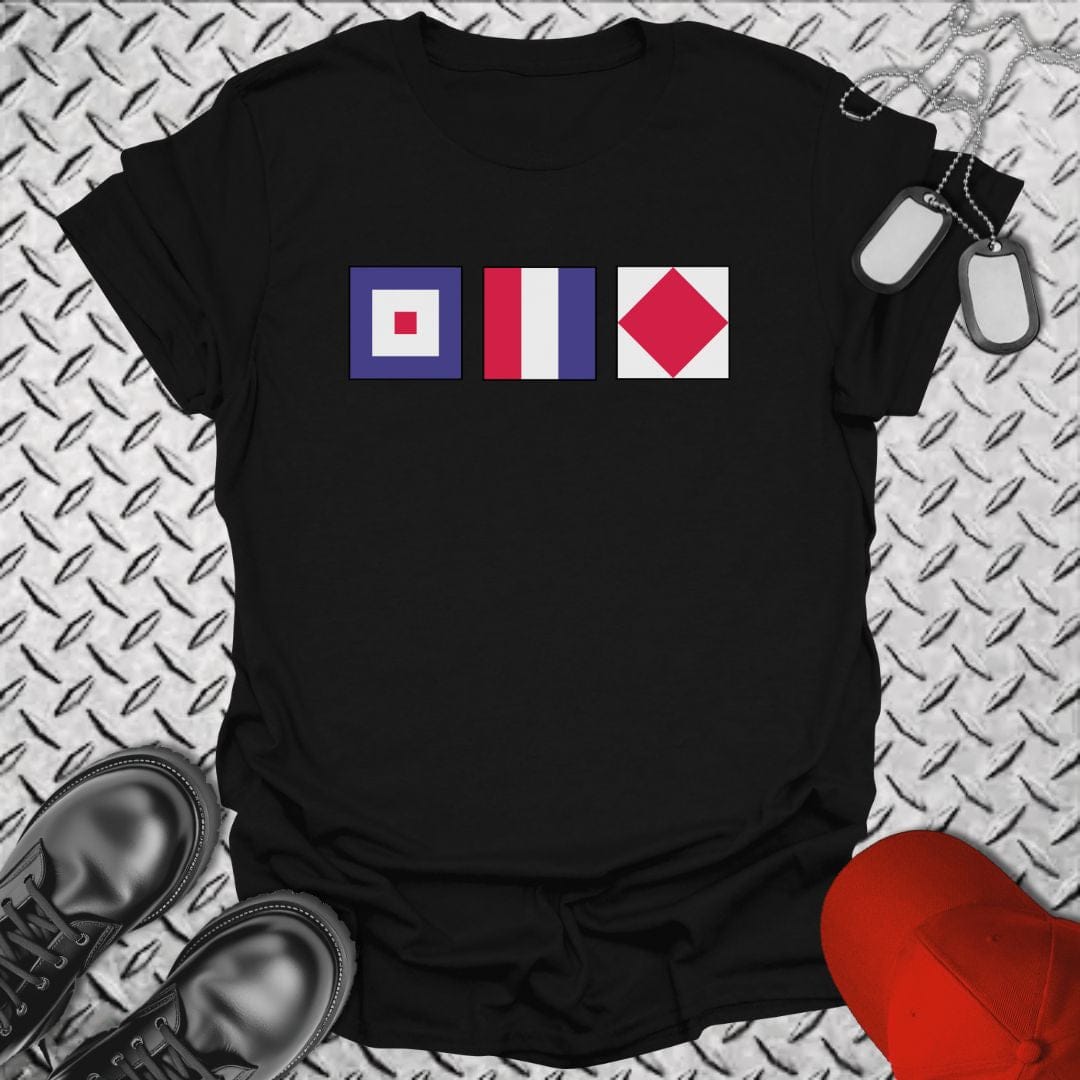 NavyHumor T-Shirt Black / S WTF - Whiskey Tango Foxtrot Signal Flag