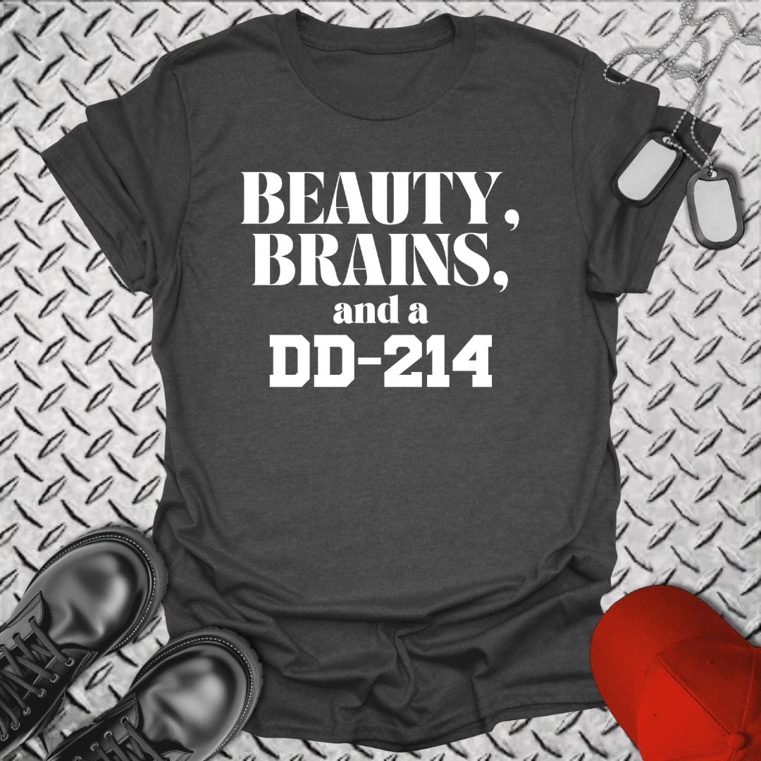 NavyHumor T-Shirt Dark Heather / S Beauty, Brains, and a DD-214 T-shirt