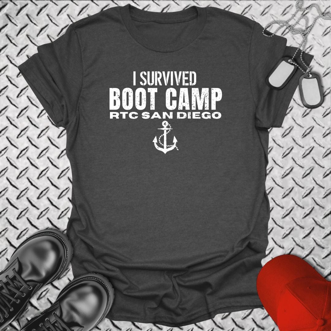 NavyHumor T-Shirt Dark Heather / S I Survived Boot Camp - RTC San Diego T-shirt
