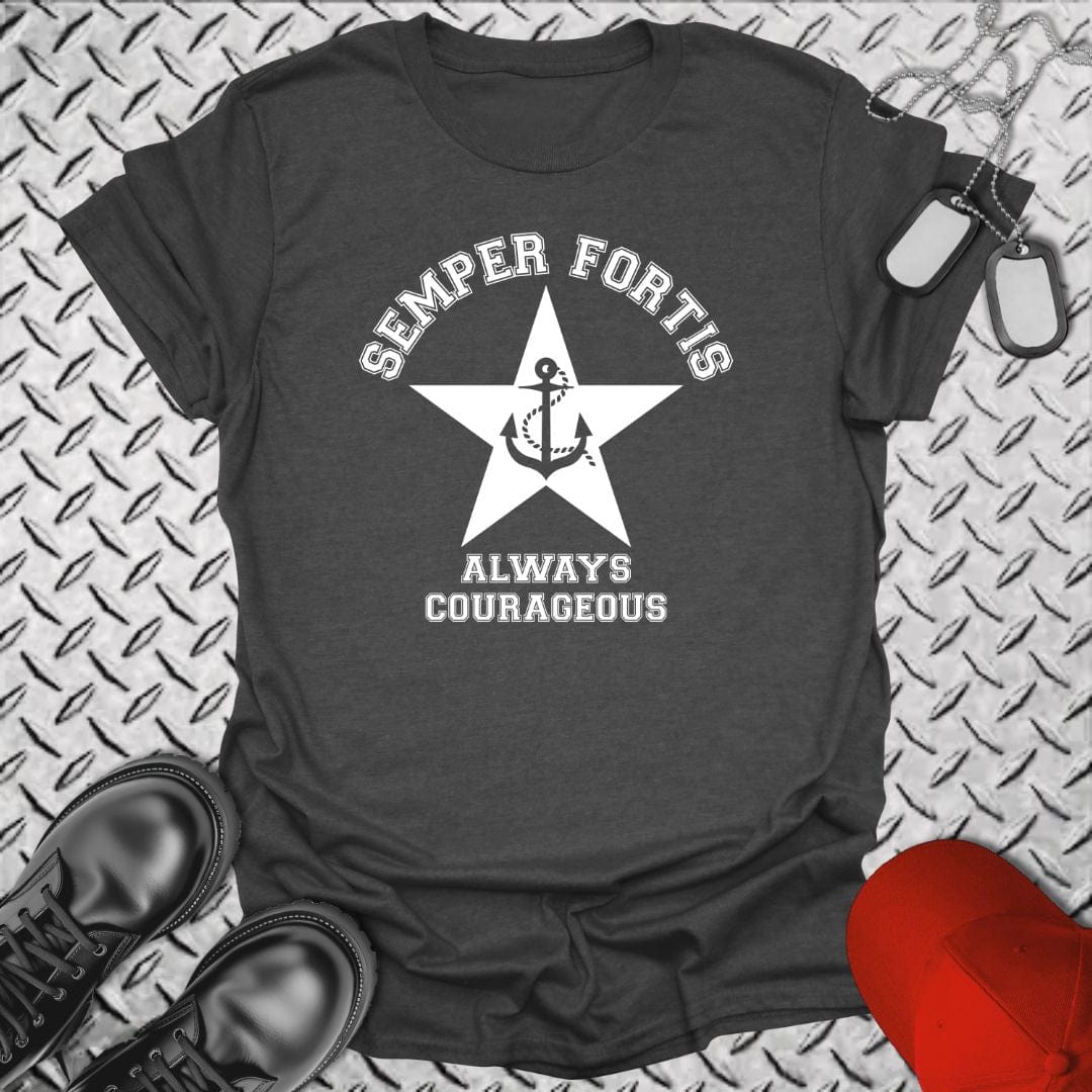 NavyHumor T-Shirt Dark Heather / S Semper Fortis Star & Anchor T-shirt