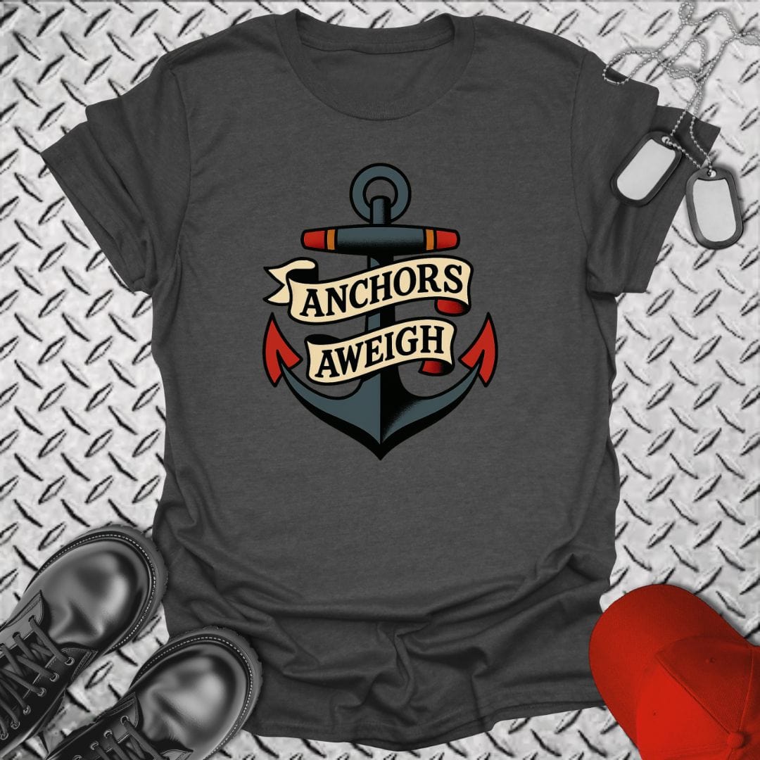NavyHumor T-Shirt Dark Heather / S Tattoo - Anchors Aweigh T-shirt