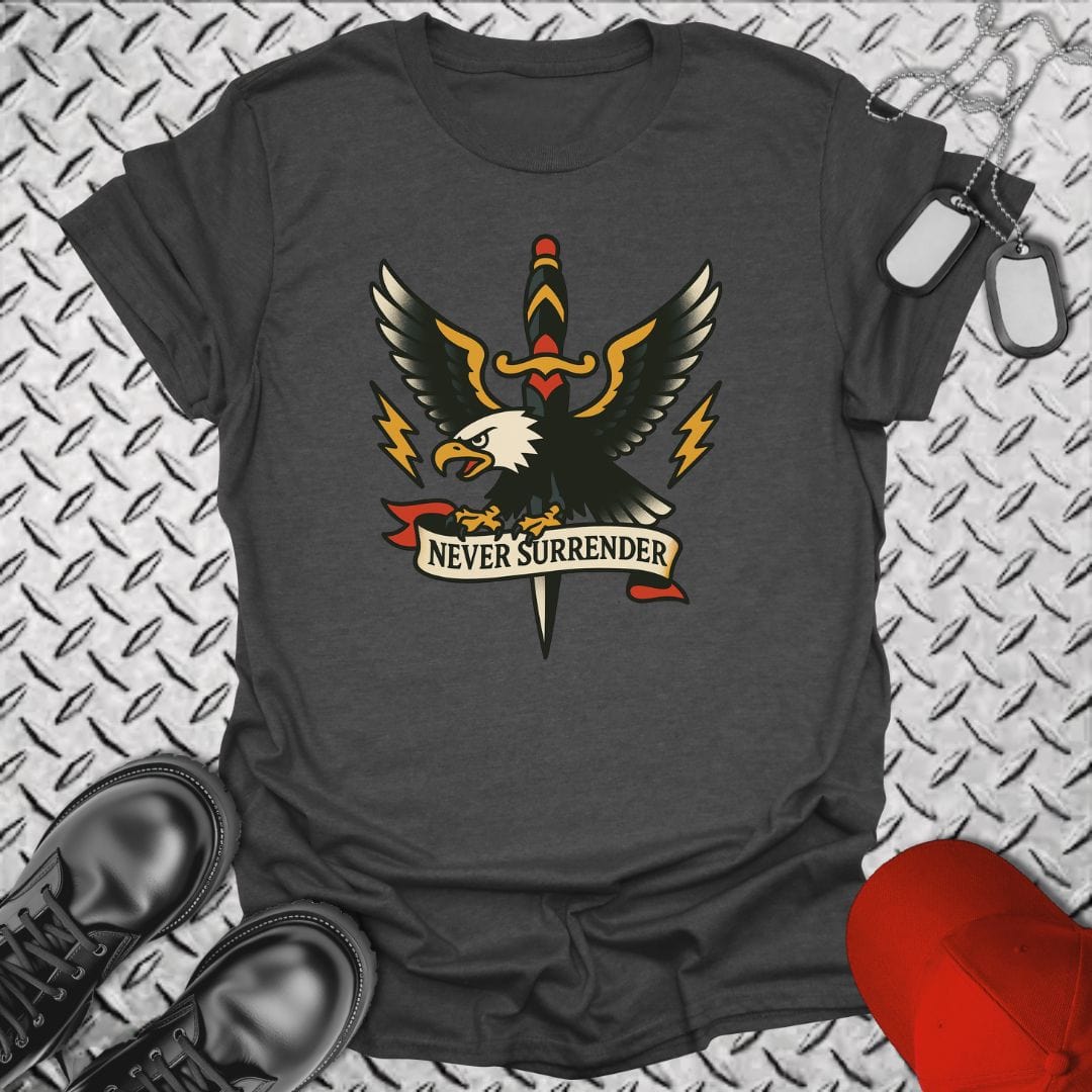 NavyHumor T-Shirt Dark Heather / S Tattoo - Never Surrender T-shirt