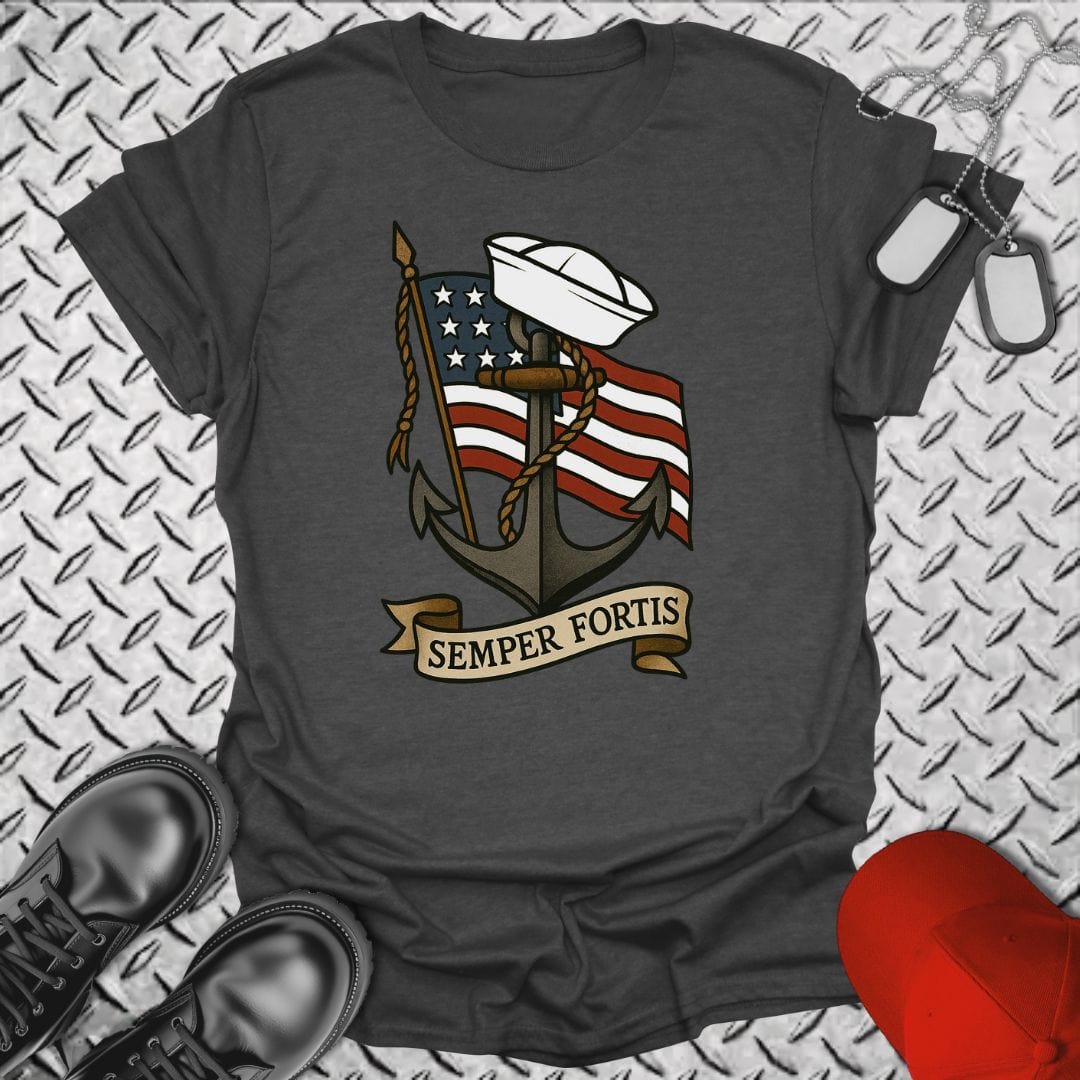 NavyHumor T-Shirt Dark Heather / S Tattoo - Semper Fortis T-shirt