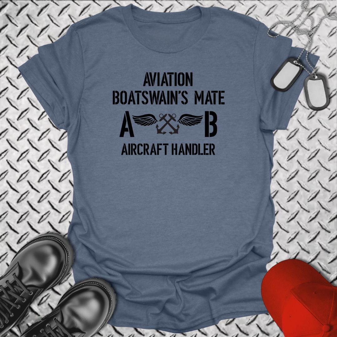 NavyHumor T-Shirt Heather Indigo / S ABH - Aircraft Handler - Aviation Boatswain's Mate Insignia T-shirt