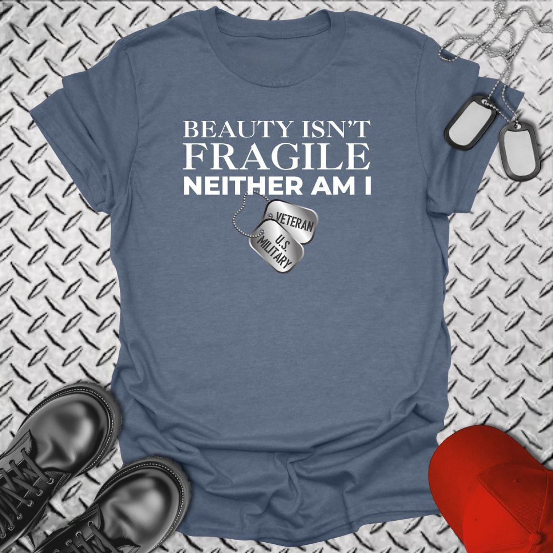 NavyHumor T-Shirt Heather Indigo / S Beauty Isn't Fragile - Veteran T-shirt