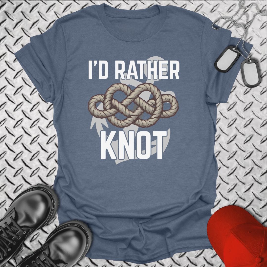 NavyHumor T-Shirt Heather Indigo / S I'd Rather Knot T-shirt