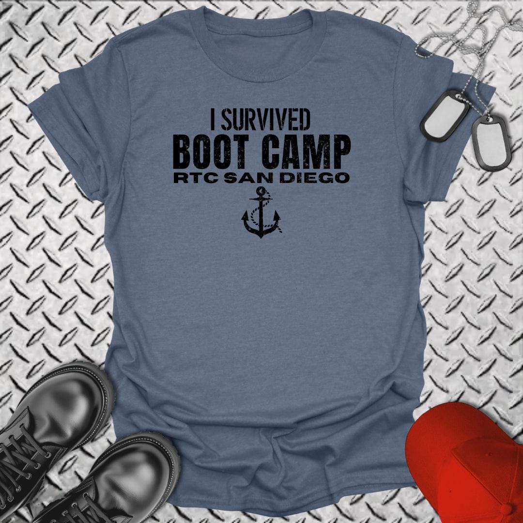 NavyHumor T-Shirt Heather Indigo / S I Survived Boot Camp - RTC San Diego T-shirt