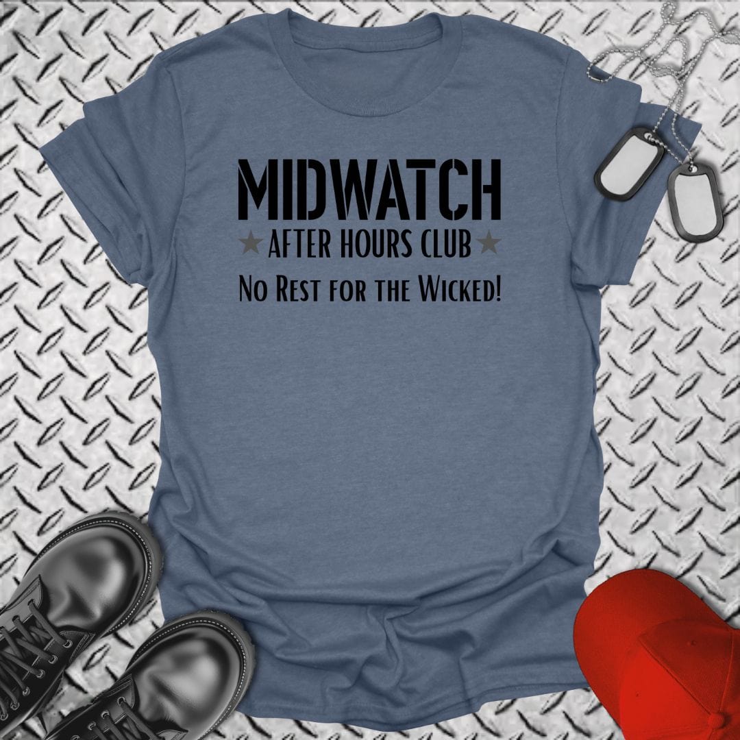 NavyHumor T-Shirt Heather Indigo / S Midwatch - No Rest for the Wicked T-shirt
