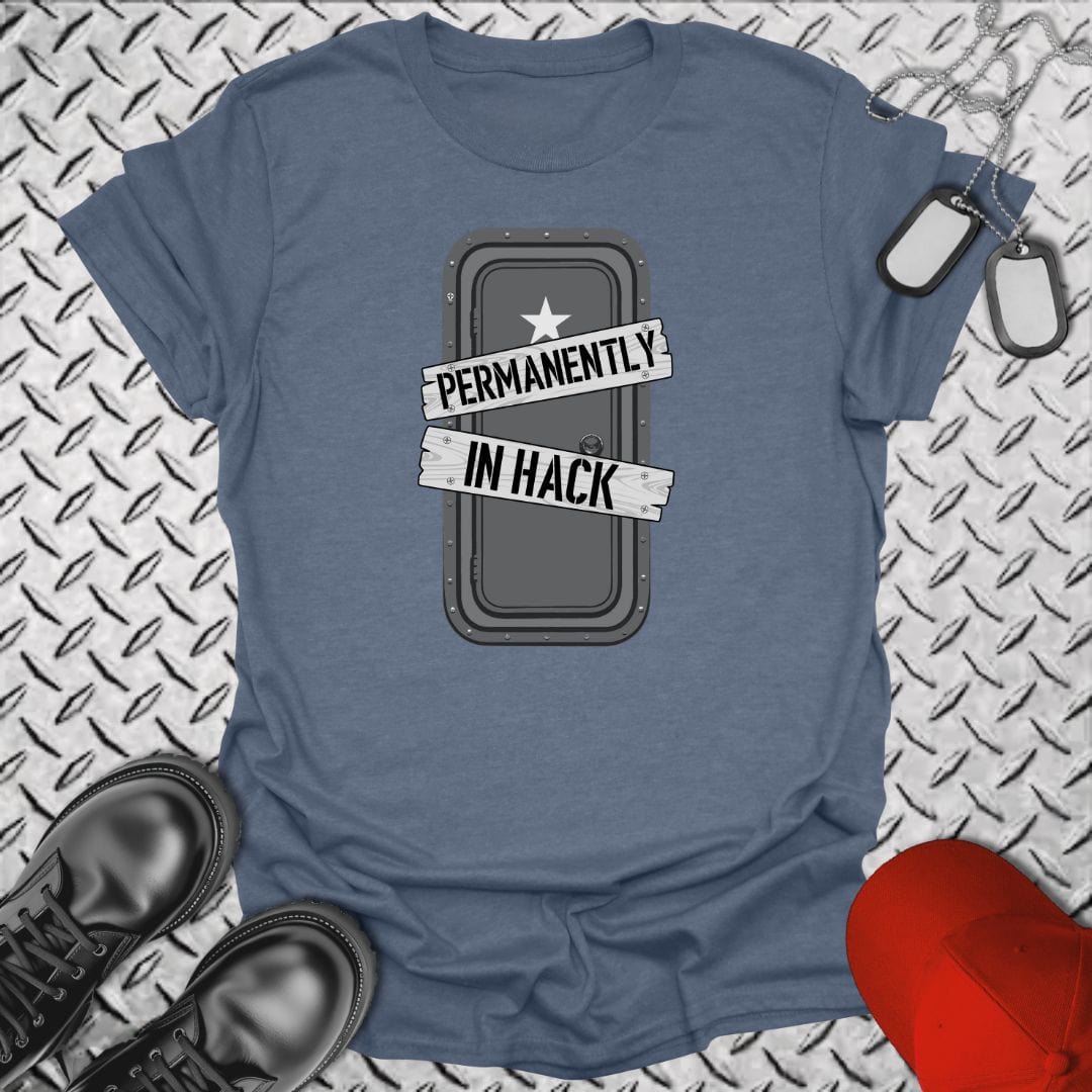 NavyHumor T-Shirt Heather Indigo / S Permanently in Hack (Door) T-shirt