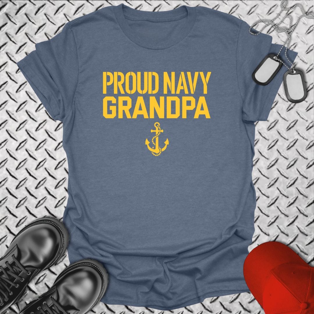 NavyHumor T-Shirt Heather Indigo / S Proud Navy Grandpa T-shirt
