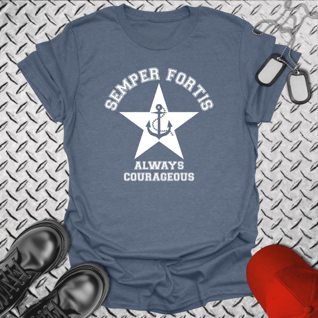 NavyHumor T-Shirt Heather Indigo / S Semper Fortis Star & Anchor T-shirt