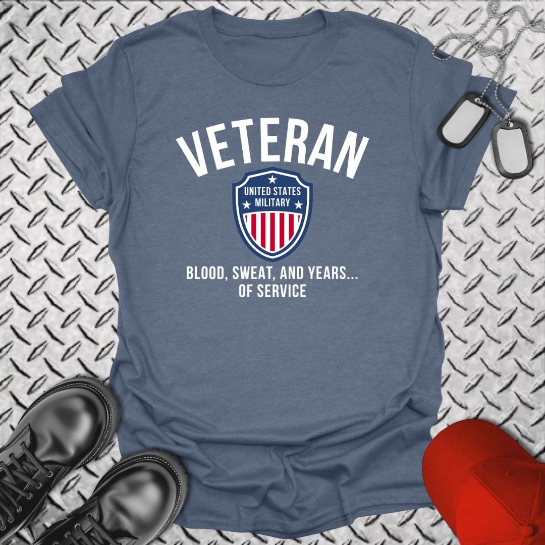 NavyHumor T-Shirt Heather Indigo / S Veteran - Blood, Sweat, and Years T-shirt