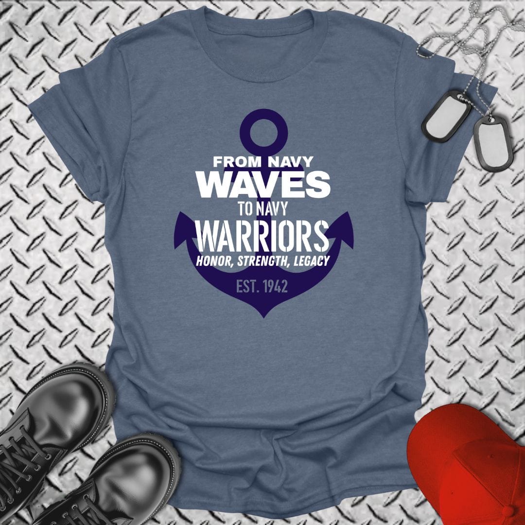 NavyHumor T-Shirt Heather Indigo / S WAVES to Warriors T-shirt