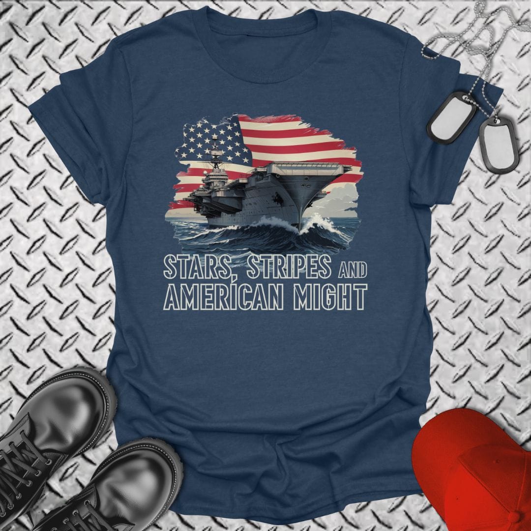 NavyHumor T-Shirt Heather Navy / S American Might T-shirt