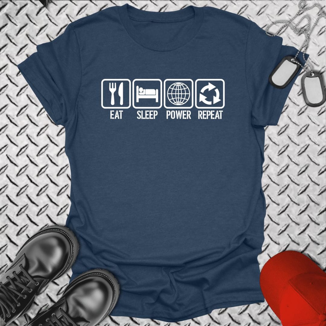 NavyHumor T-Shirt Heather Navy / S EM - Eat, Sleep T-shirt