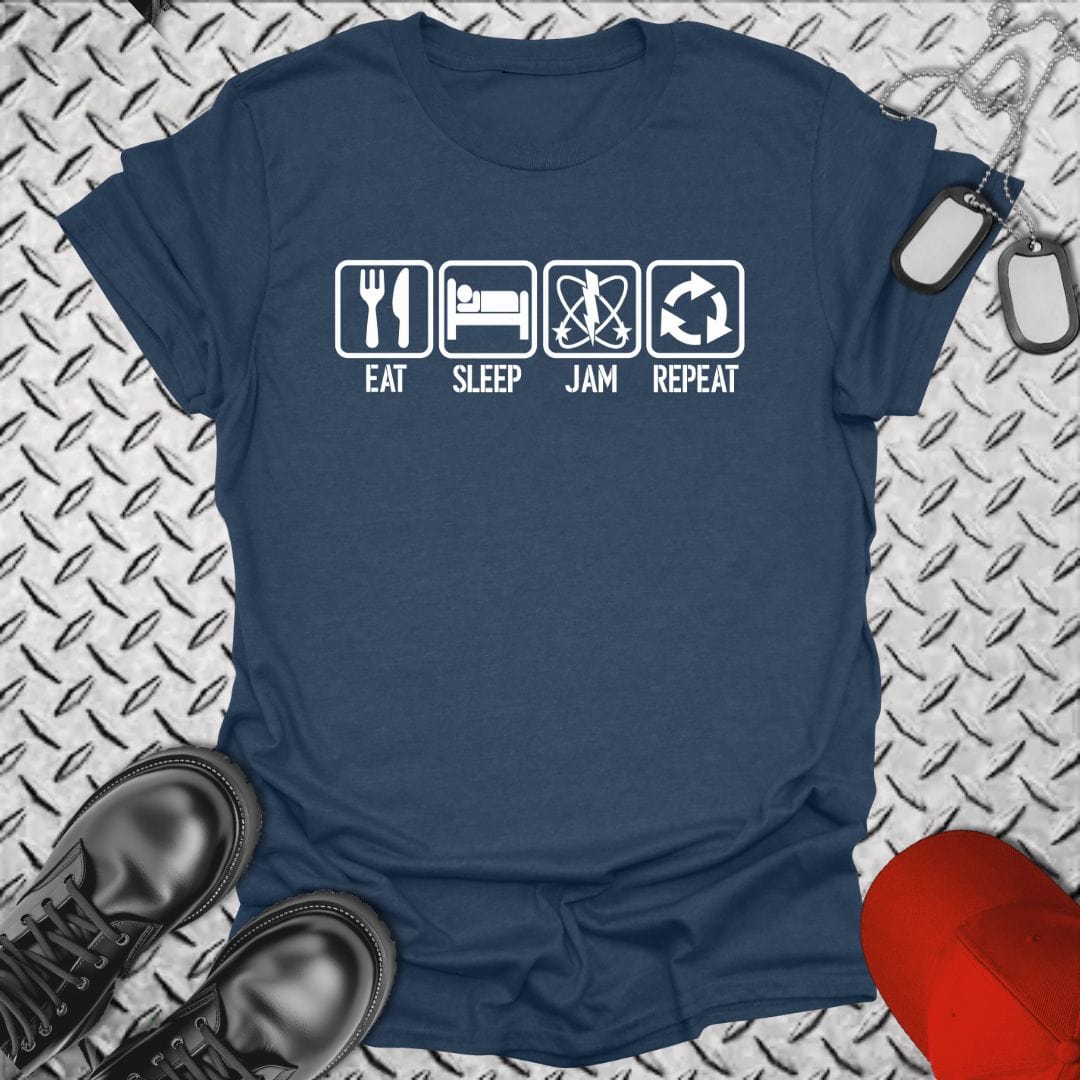 NavyHumor T-Shirt Heather Navy / S EW - Eat, Sleep, Jam, Repeat T-shirt