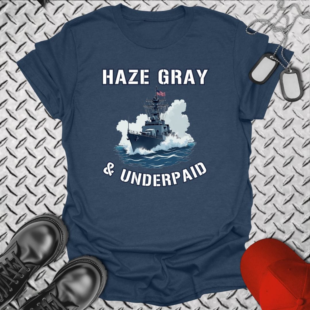 NavyHumor T-Shirt Heather Navy / S Haze Gray and Underpaid T-shirt (Sea Version)